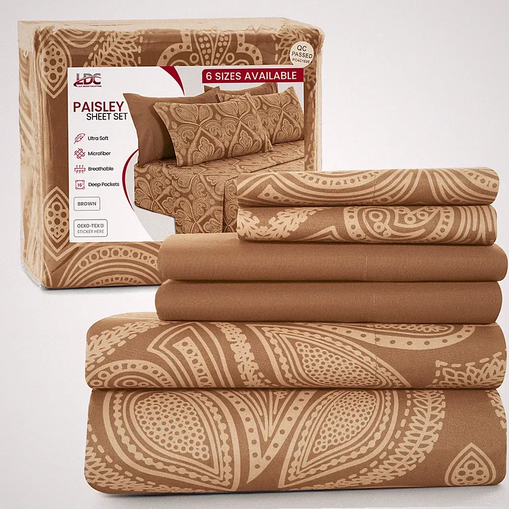 6 Piece Bed Sheets Set Luxury Microfiber Ultra Soft Deep Pocket Bedding Sets