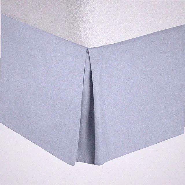Solid Luxury Pleated Tailored Bed Skirt - 14” Drop Dust Ruffle, Queen -Iced Blue